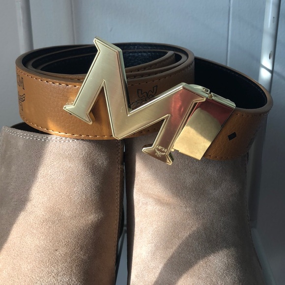 cognac mcm belt